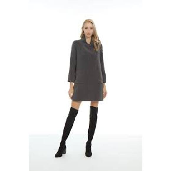 Patty Kim Simone Black 3/4 Long Sleeve Shift Mini Dress FR23 112 XS US 2 NEW - Picture 2 of 4